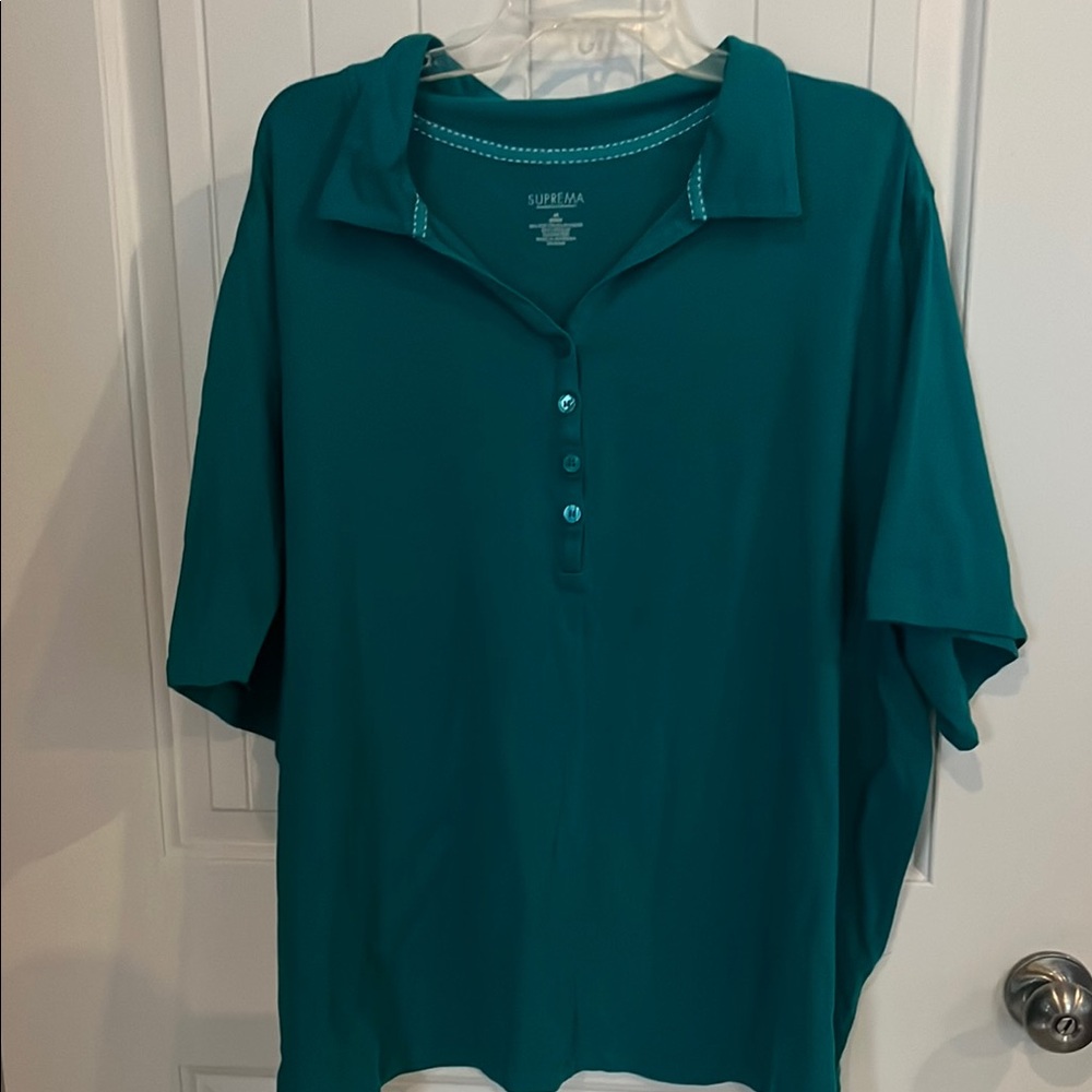 Catherines Teal Button-Up Tunic
